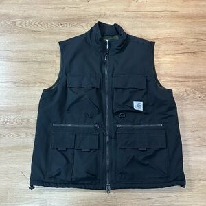 Carhartt WIP Elmwood Vest Mens Large Black Utility Tactical Multi Pocket Gilet